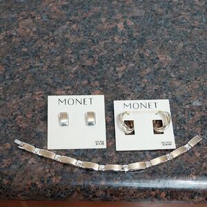Monet Silvertone and Goldtone Jewelry...Elegant Minimalist Design...NEW